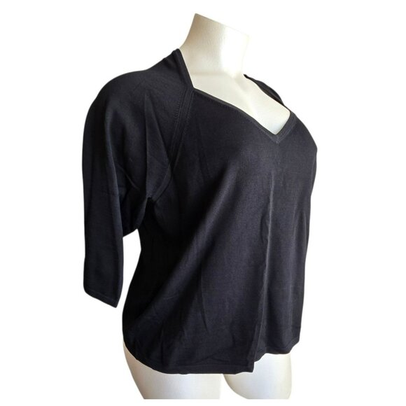 Lane Bryant Womens Black Squared V-Neck Top Size 26/28 Nylon & Rayon JJ4023 - Picture 2 of 7